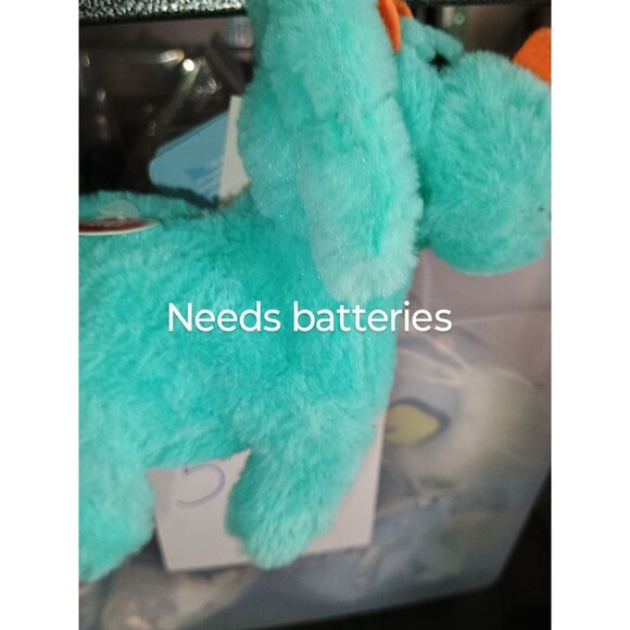 Kid Connection Teal Plush Walking Dinosaur Stuffed Animal‎ Toy Orange Horns Tags - Picture 7 of 8